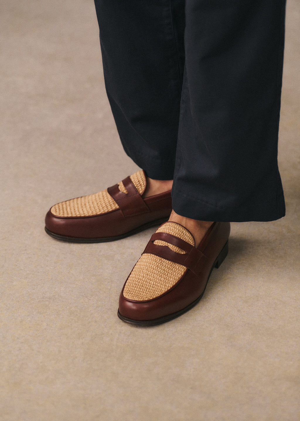 Mocassins Elvis - Chocolat / Raphia