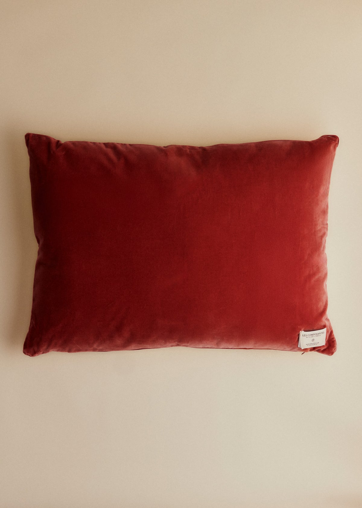 Coussin vintage velours blush - Très grand modèle - Imprimé Chrysanthèmes