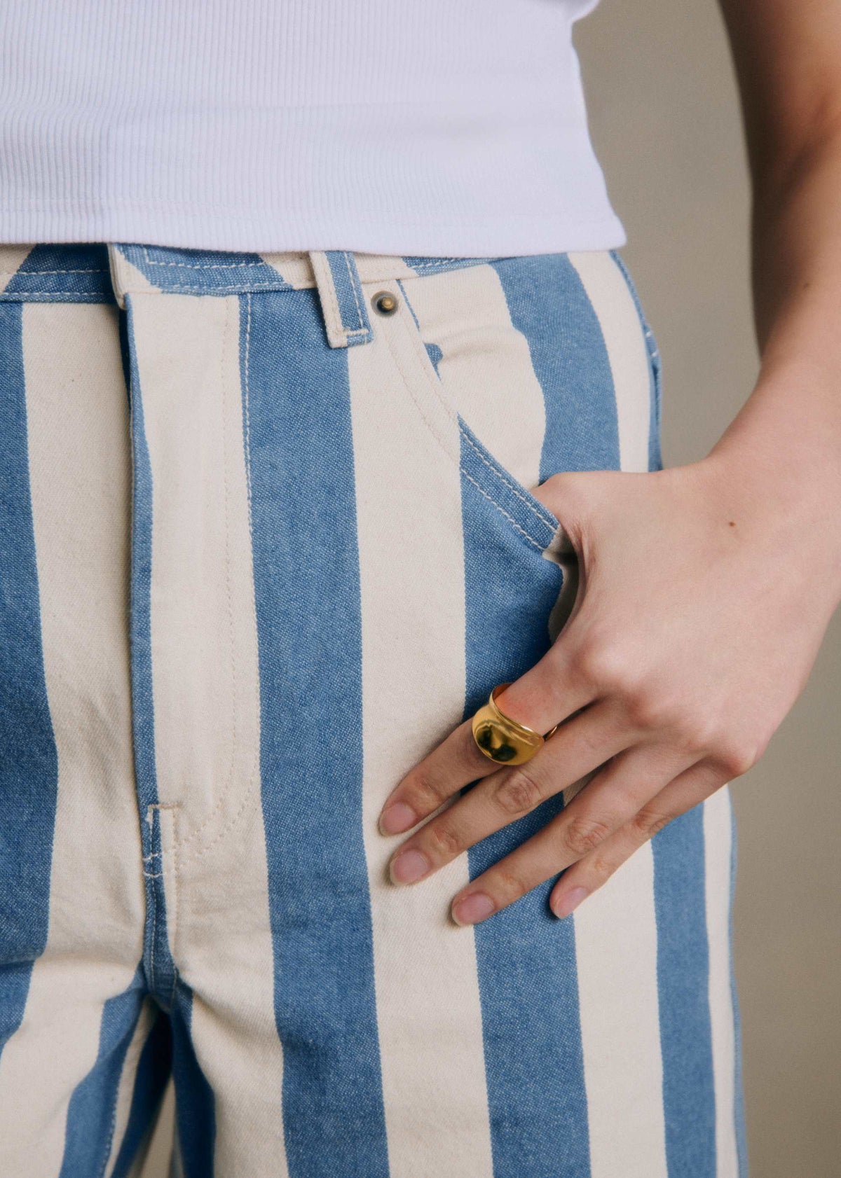 Le Crop - Rayures Parasol Creme Bleu