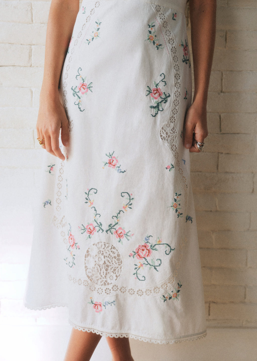 Robe Olivia - Sézane x SEA NY - Broderie Contrastée Mini Multico Fond Écru
