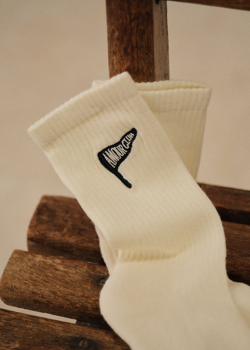 Chaussettes Fanion Amour Club - Écru