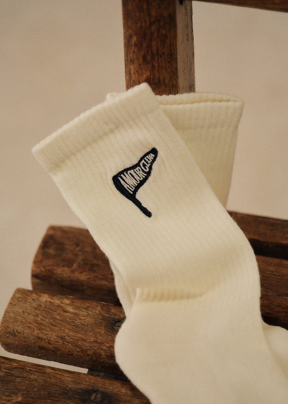 Chaussettes Fanion Amour Club - Écru