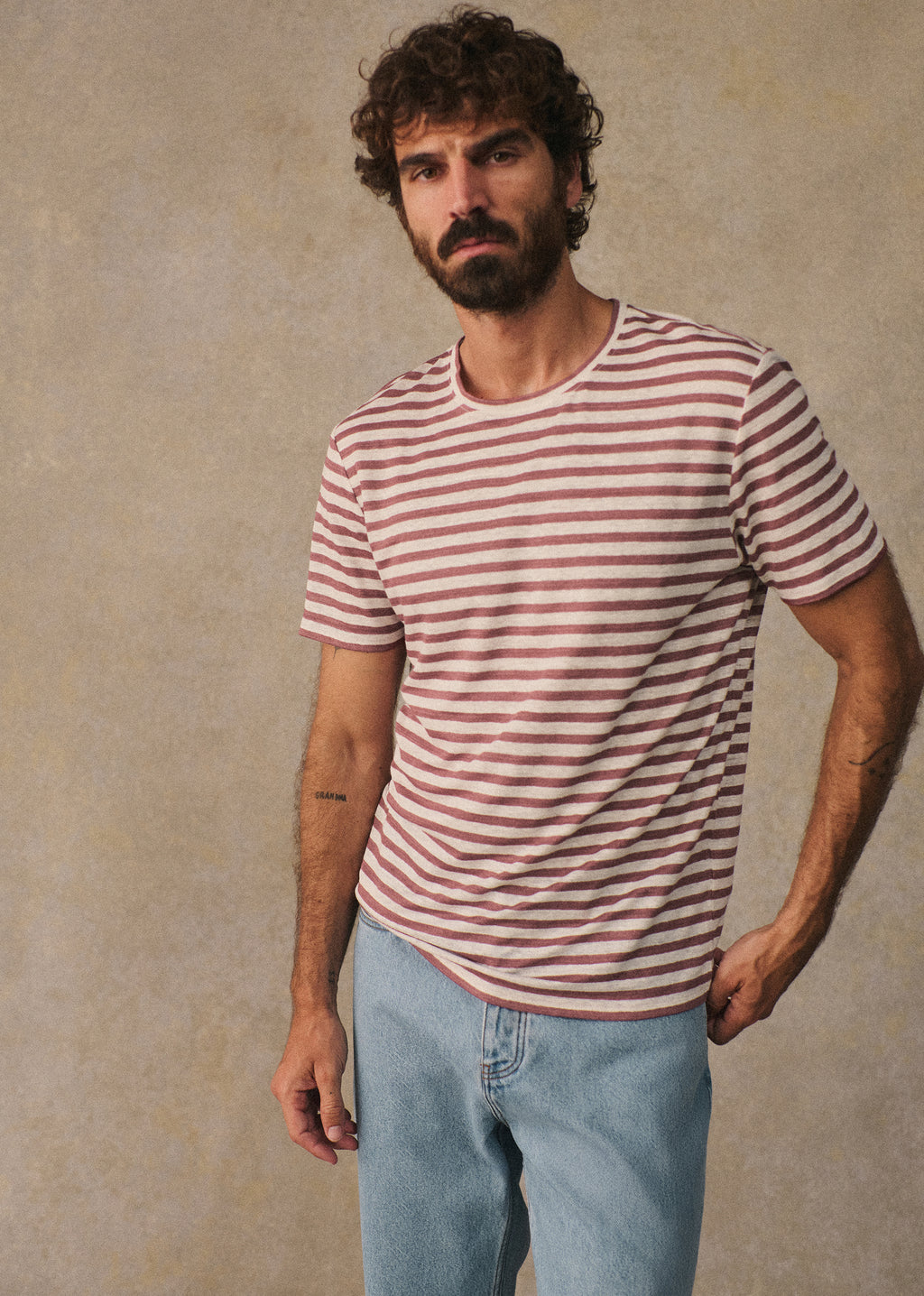 T-Shirt Fabio - Écru / Rose Ancien