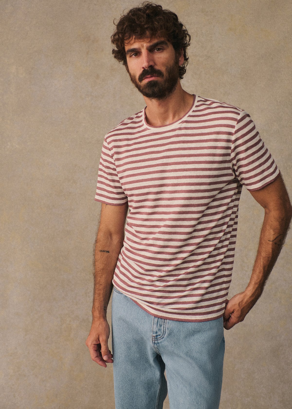 T-Shirt Fabio - Écru / Rose Ancien