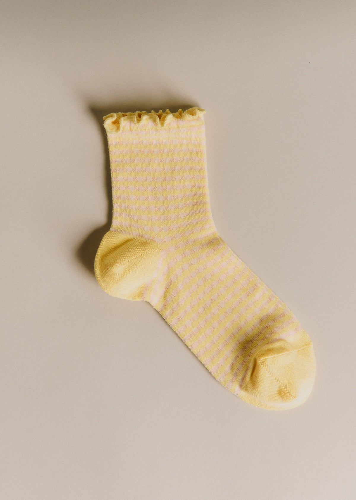 Chaussettes Vichy - Jaune Pastel