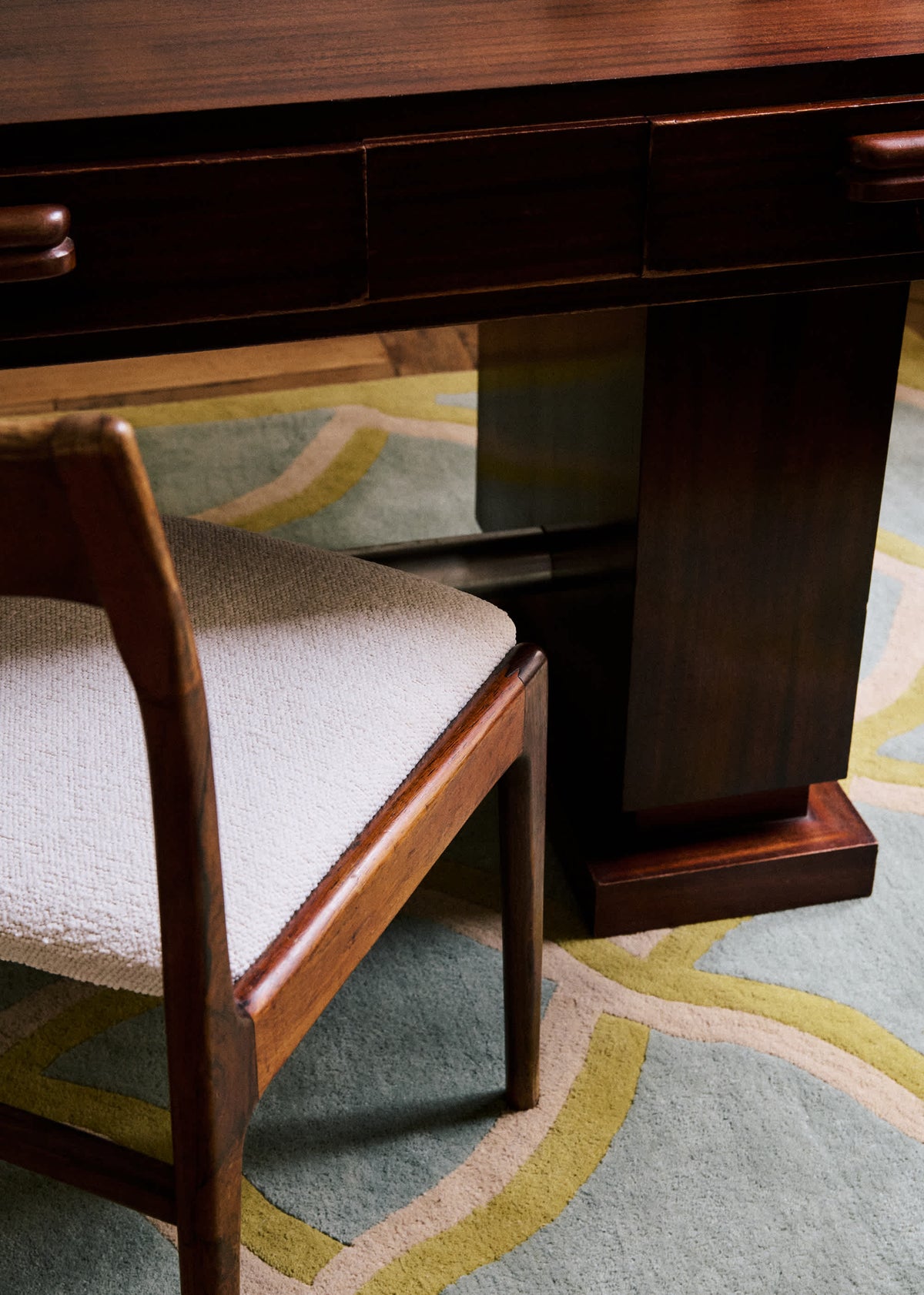 Tapis Legato - 200x300cm - Bleu orage, Olive et Beige