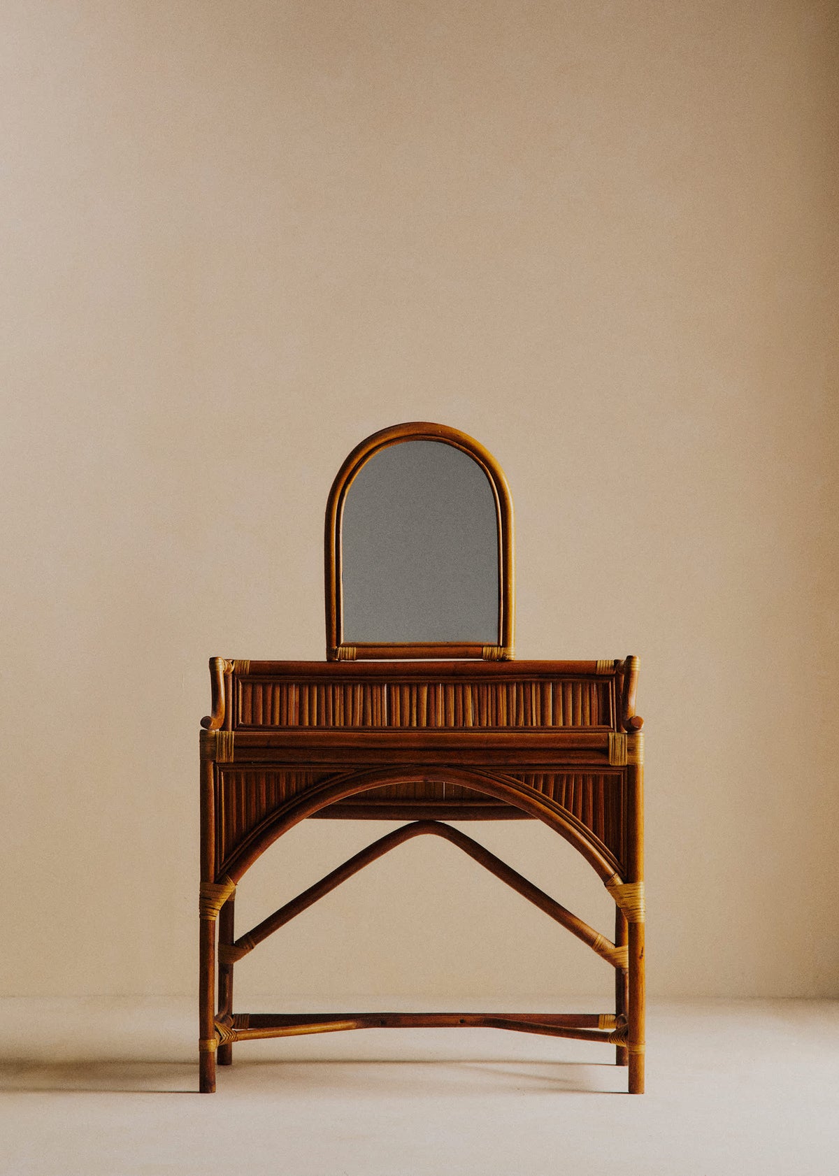 Coiffeuse vintage en bambou - Bambou et Rotin Foncé