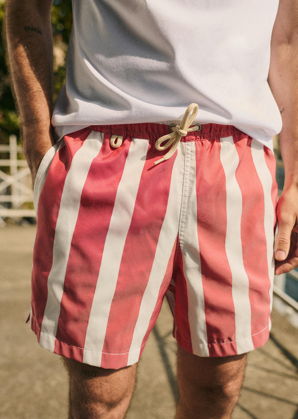 Maillot de bain Rob - Rayures Rouge / Blanc