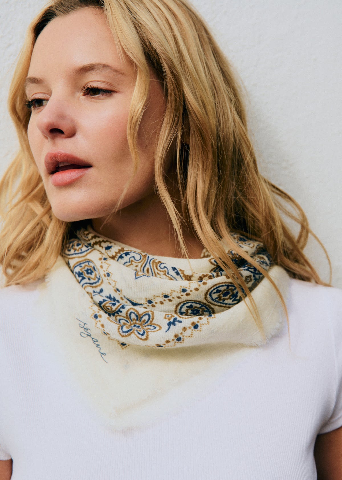Foulard Maryse - Imprimé Bandana Écru Kaki