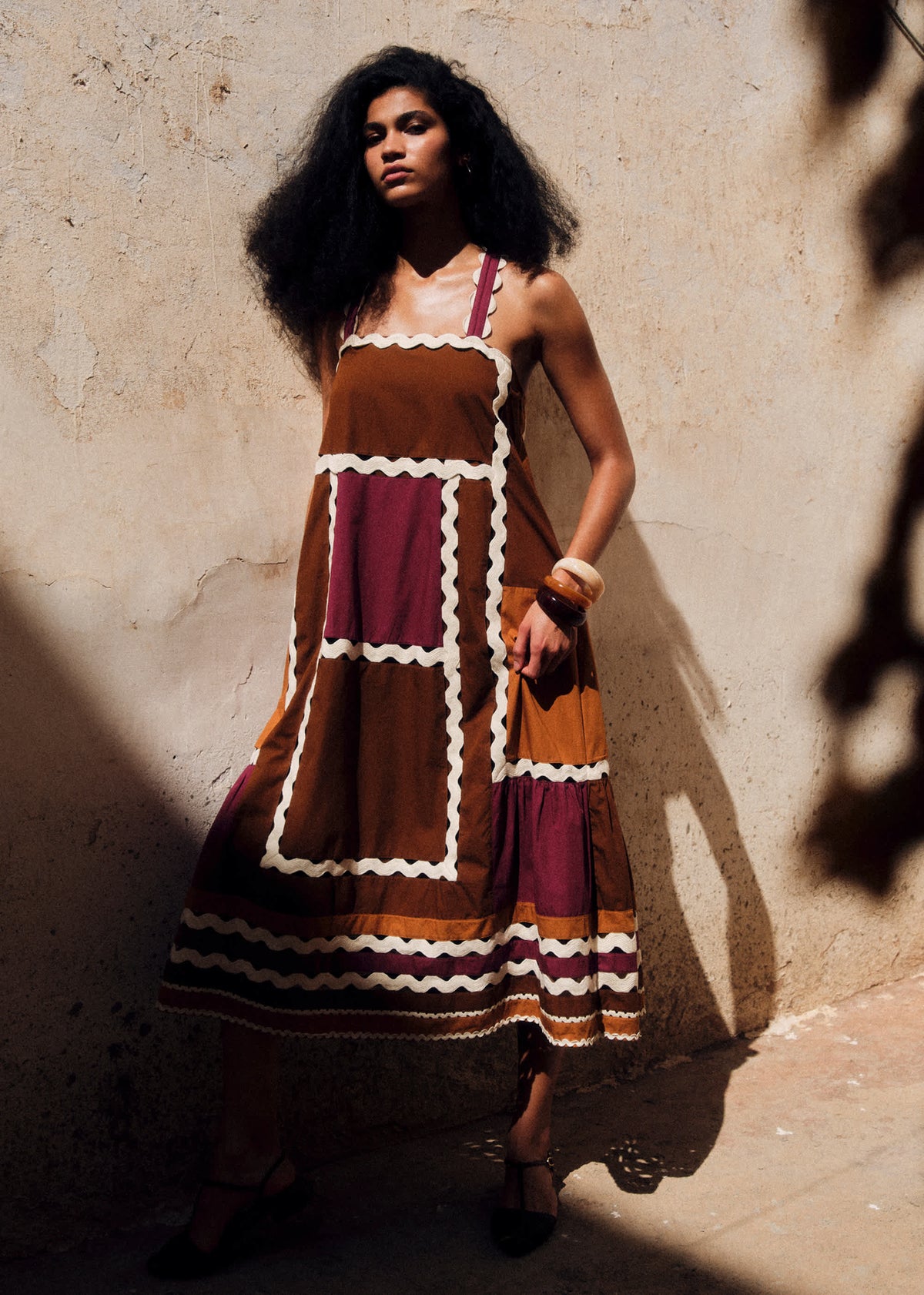 Robe Jackson - Patchwork Brun Camel Bordeaux