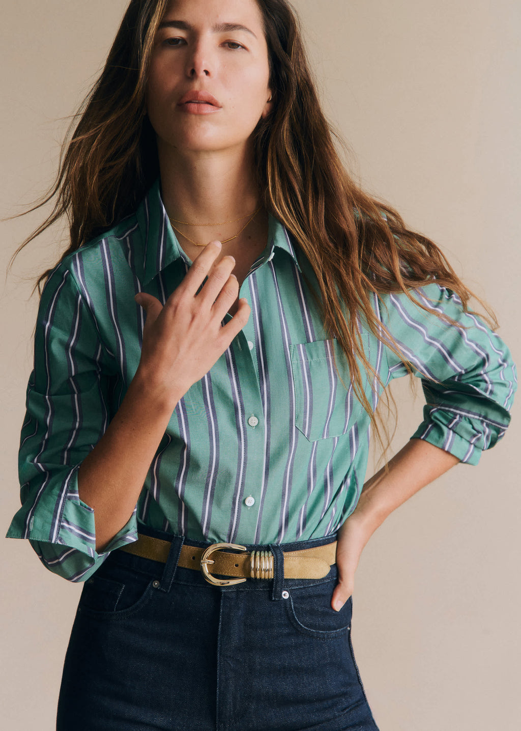 Chemise Tomboy - Rayures Vert Écru Marine