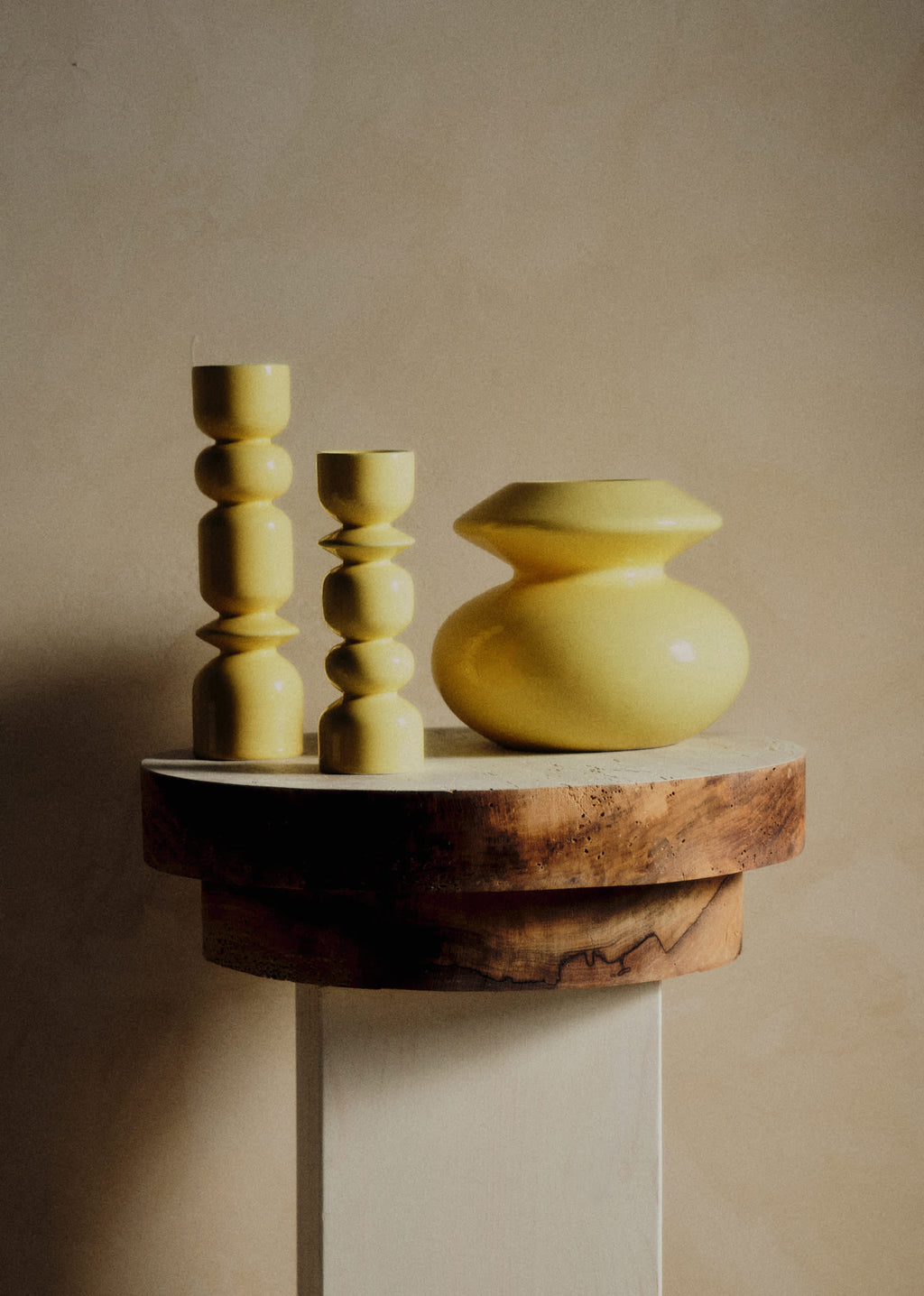 Coffret bougeoirs Romie Objetti - Jaune