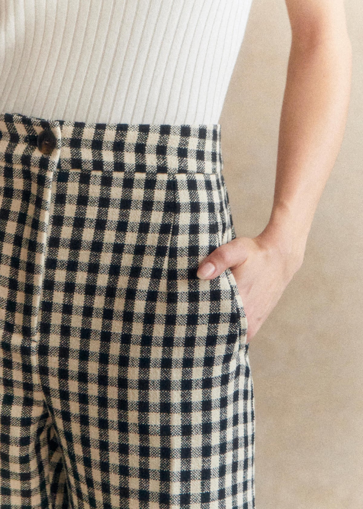 Pantalon Martin Crop - Vichy Noir Écru