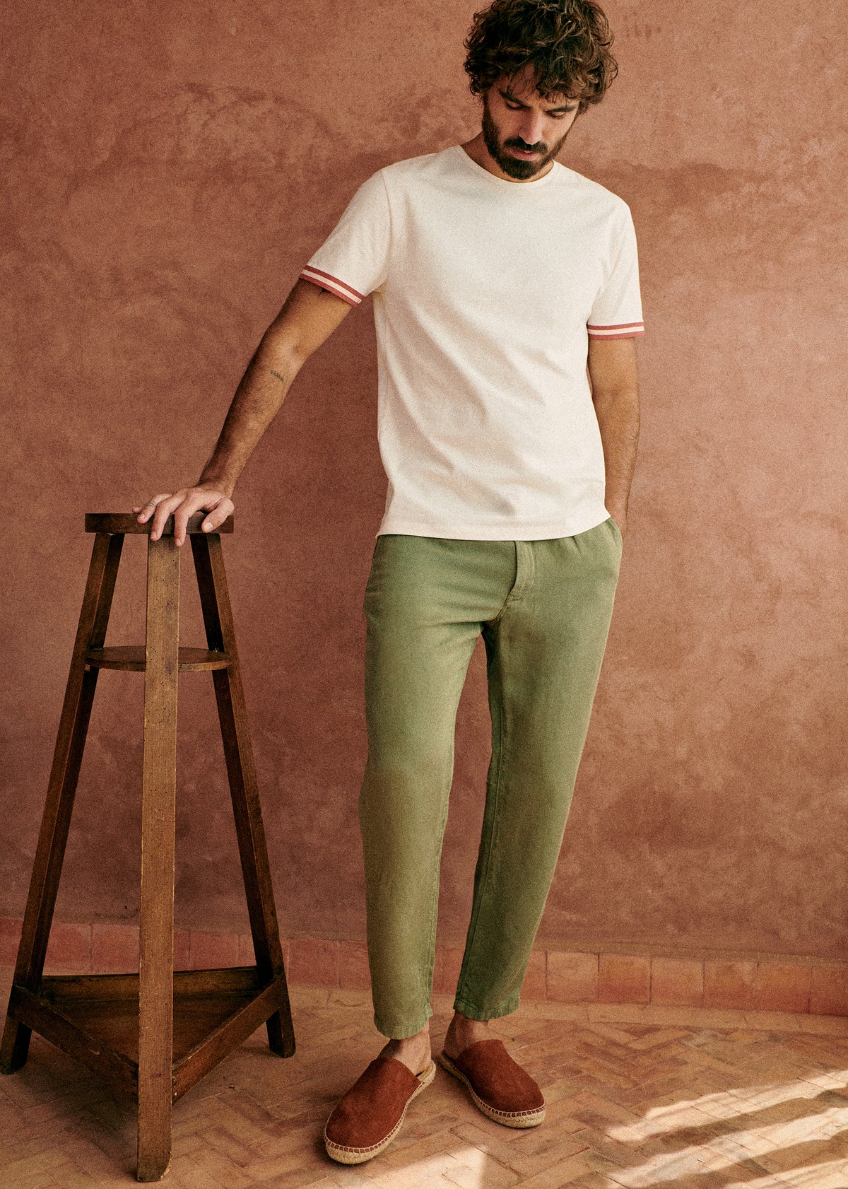T-Shirt Lucio - Écru Rayures Rose