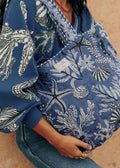 Cabas coquillage - Sézane x Inoui Editions - Imprimé Coquillages Bleu