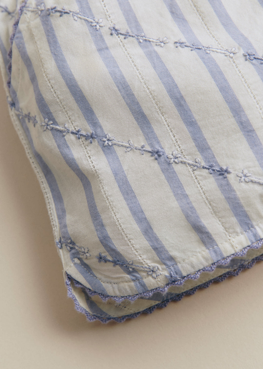 Short Coralie - Rayures Lavande Broderie