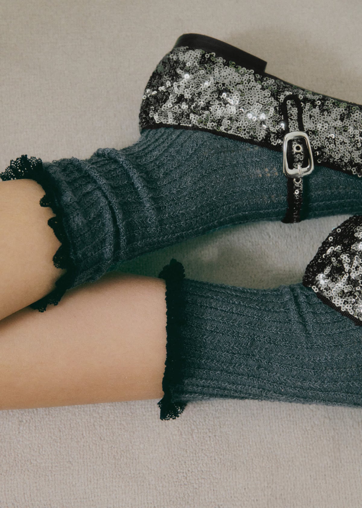 Ballerines Low Valentin - Anthracite Sequins