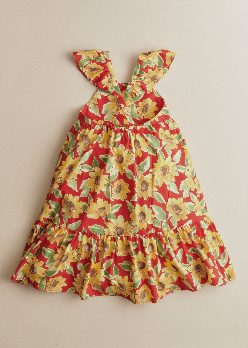 Robe Martha - Imprimé Tournesols Rouge