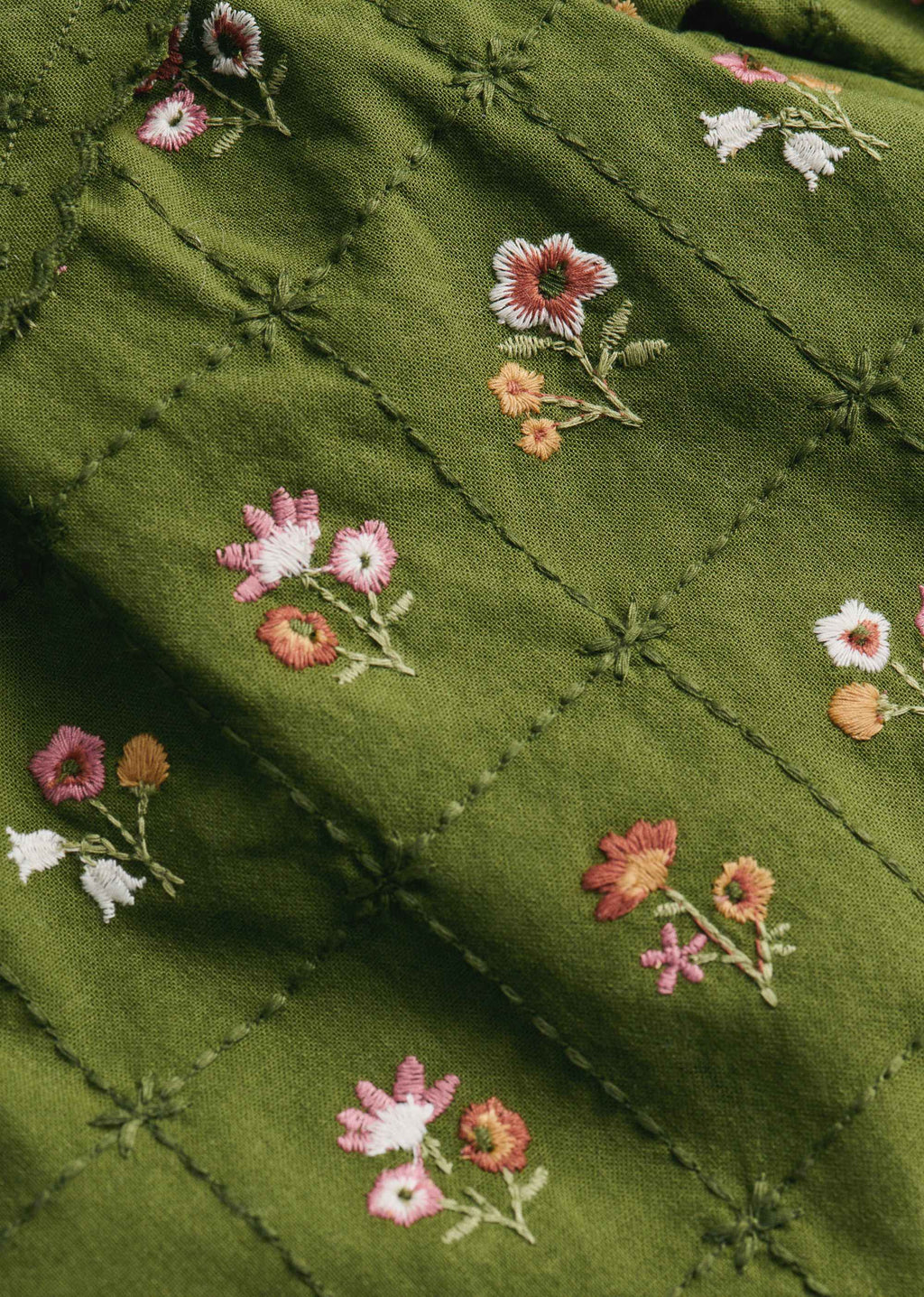 Robe Hélo - Olive / broderie herbier