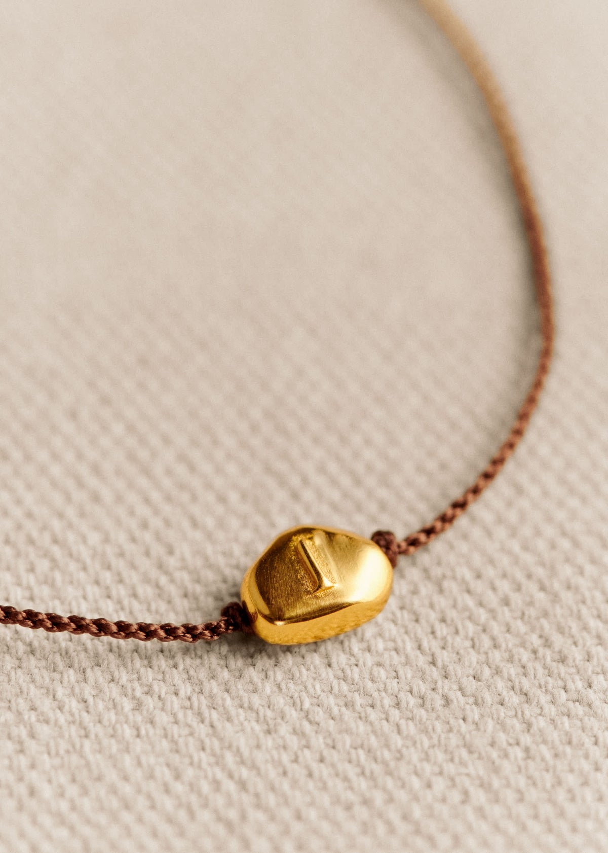Bracelet Cléo - Chocolat - Lettre I
