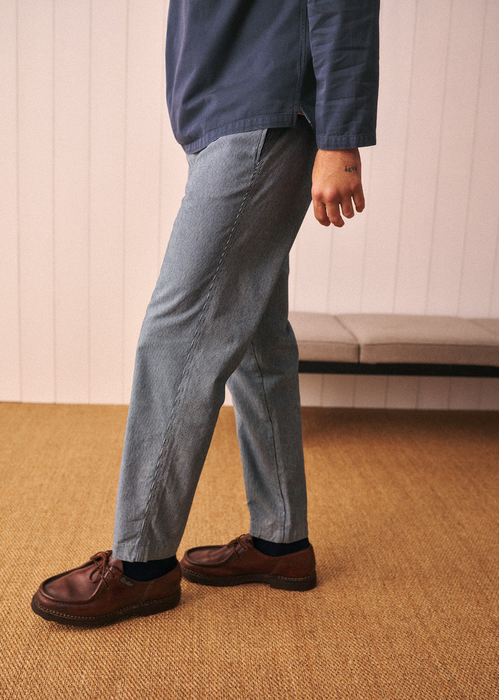 Pantalon Shane - Rayures Écru / Bleu Ciel