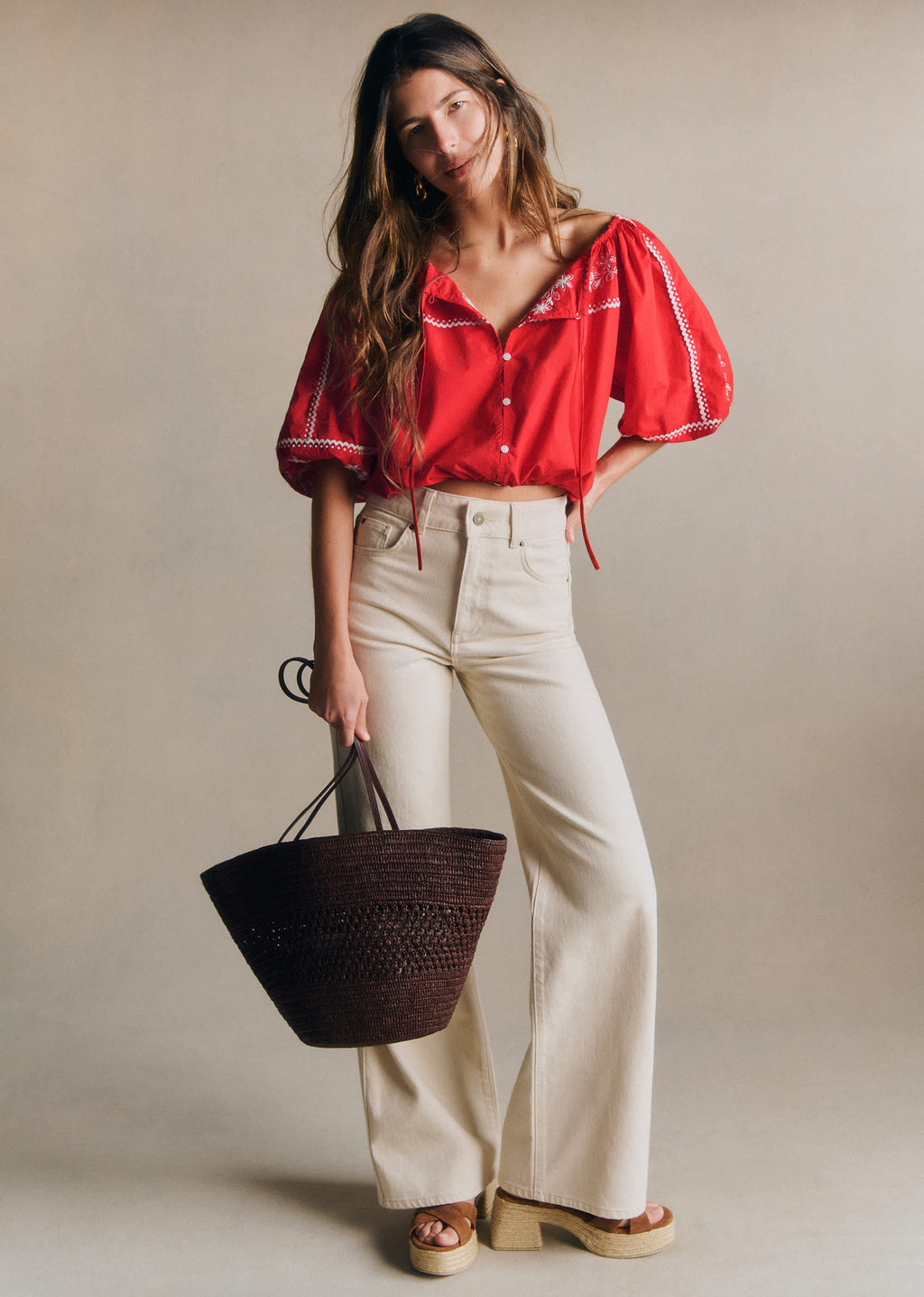 Chemise Camelia - Écru Fond Rouge