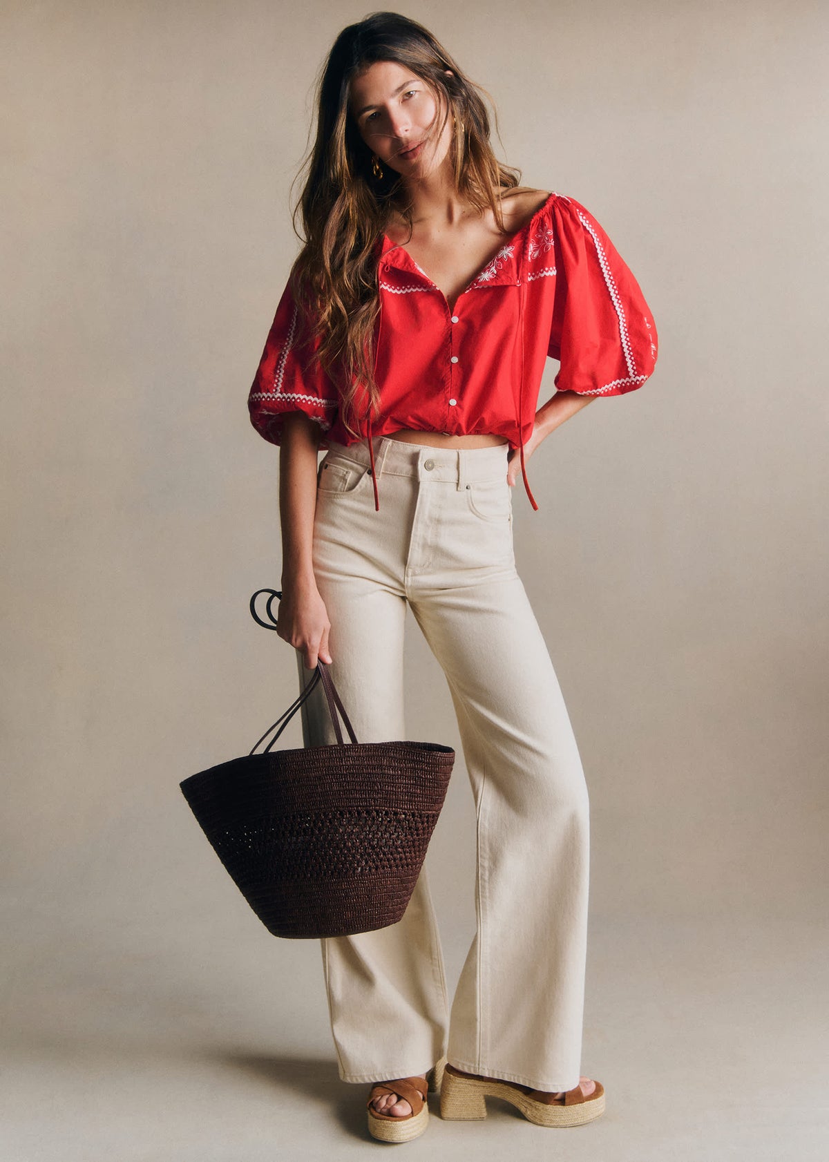 Chemise Camelia - Écru Fond Rouge