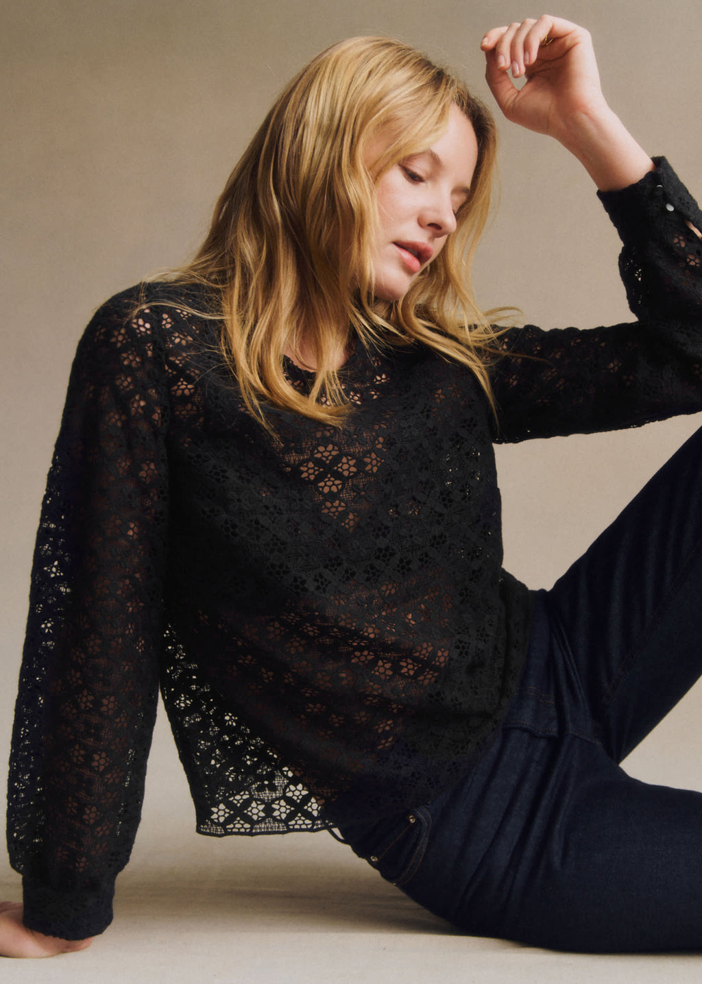 Blouse Jesse - Guipure Unie Noir