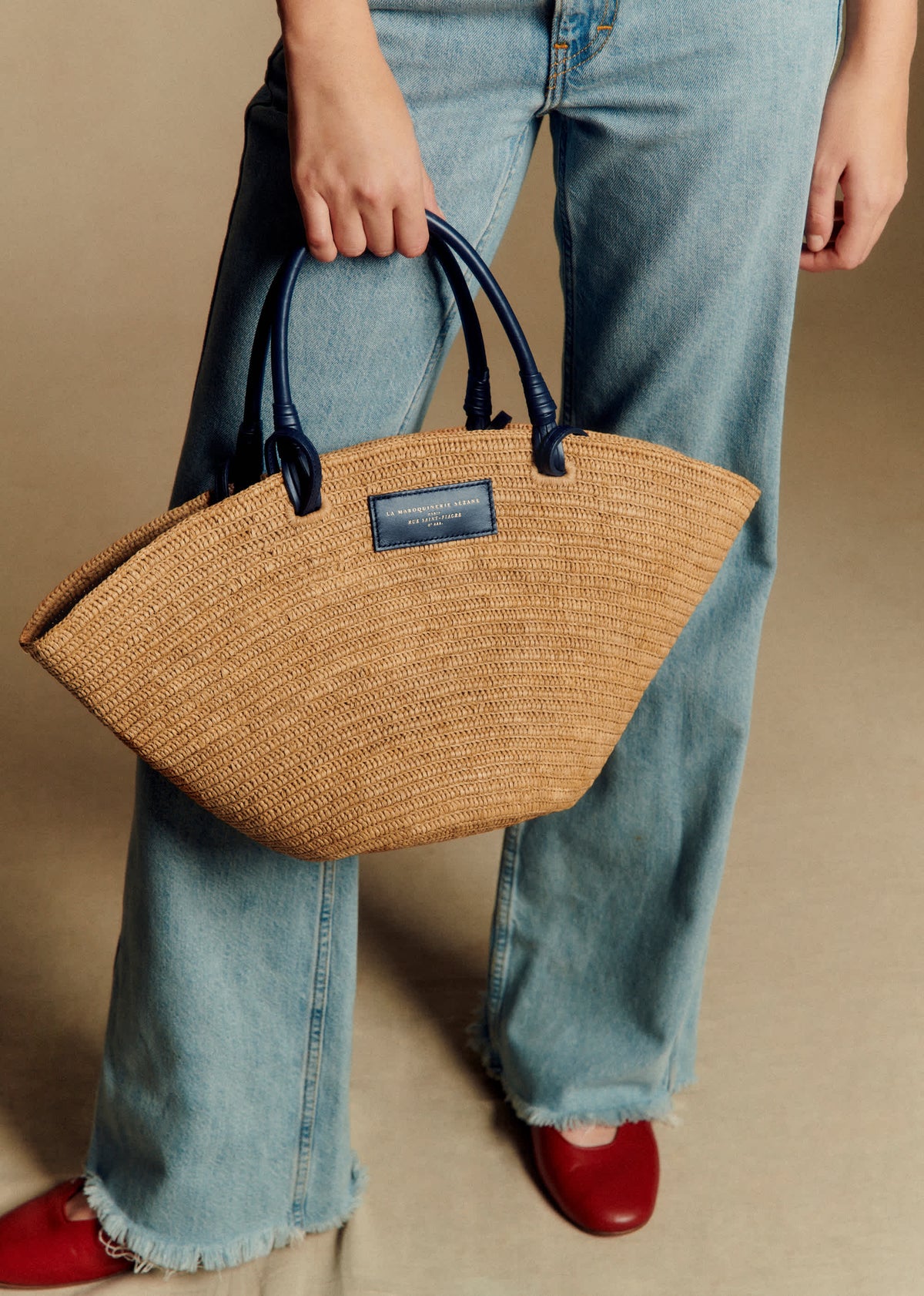 Panier Justine - Raphia Marine Naturel Foncé