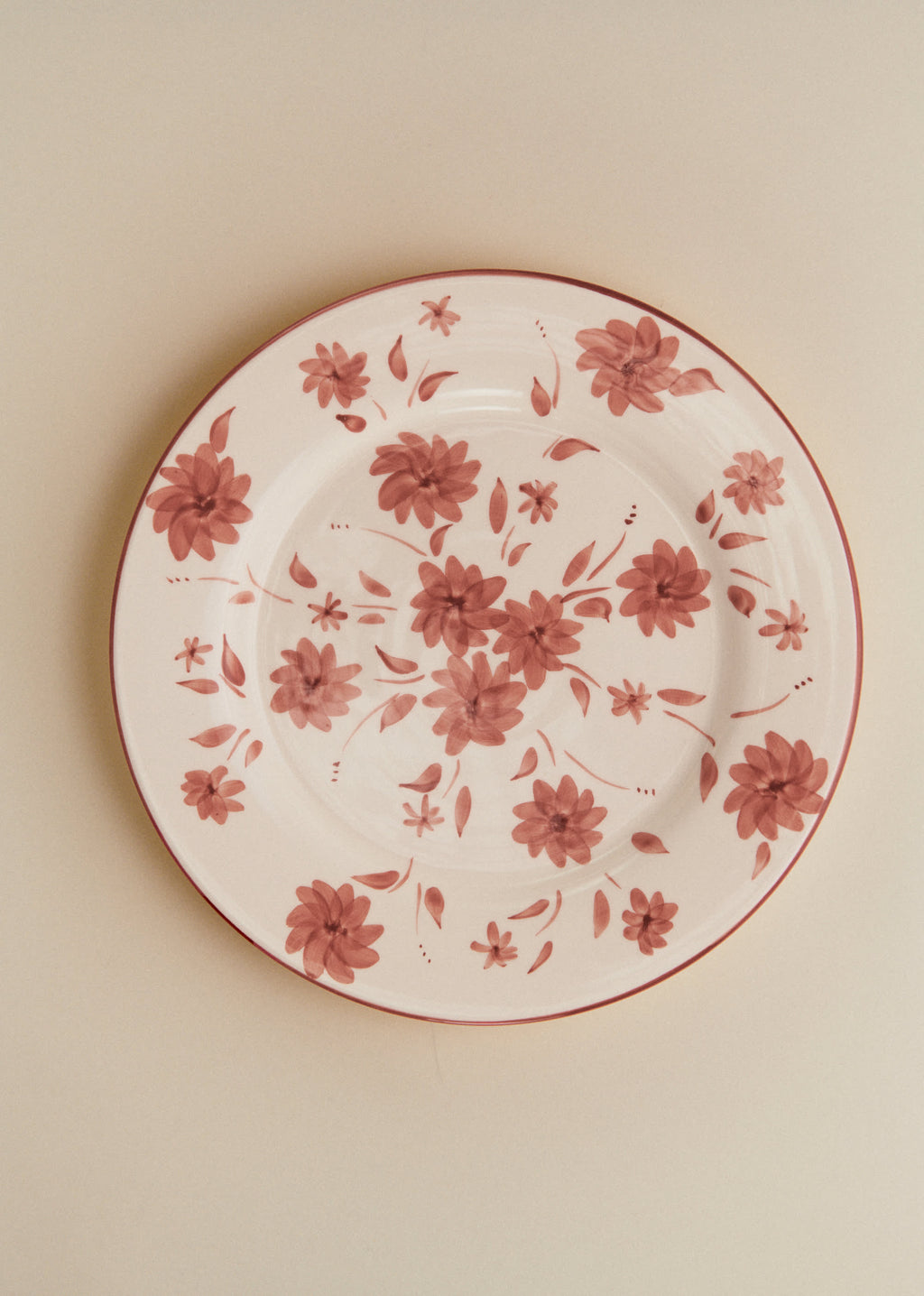 Set de 4 assiettes plates - Fleurs de Jardin - Terre de sienne