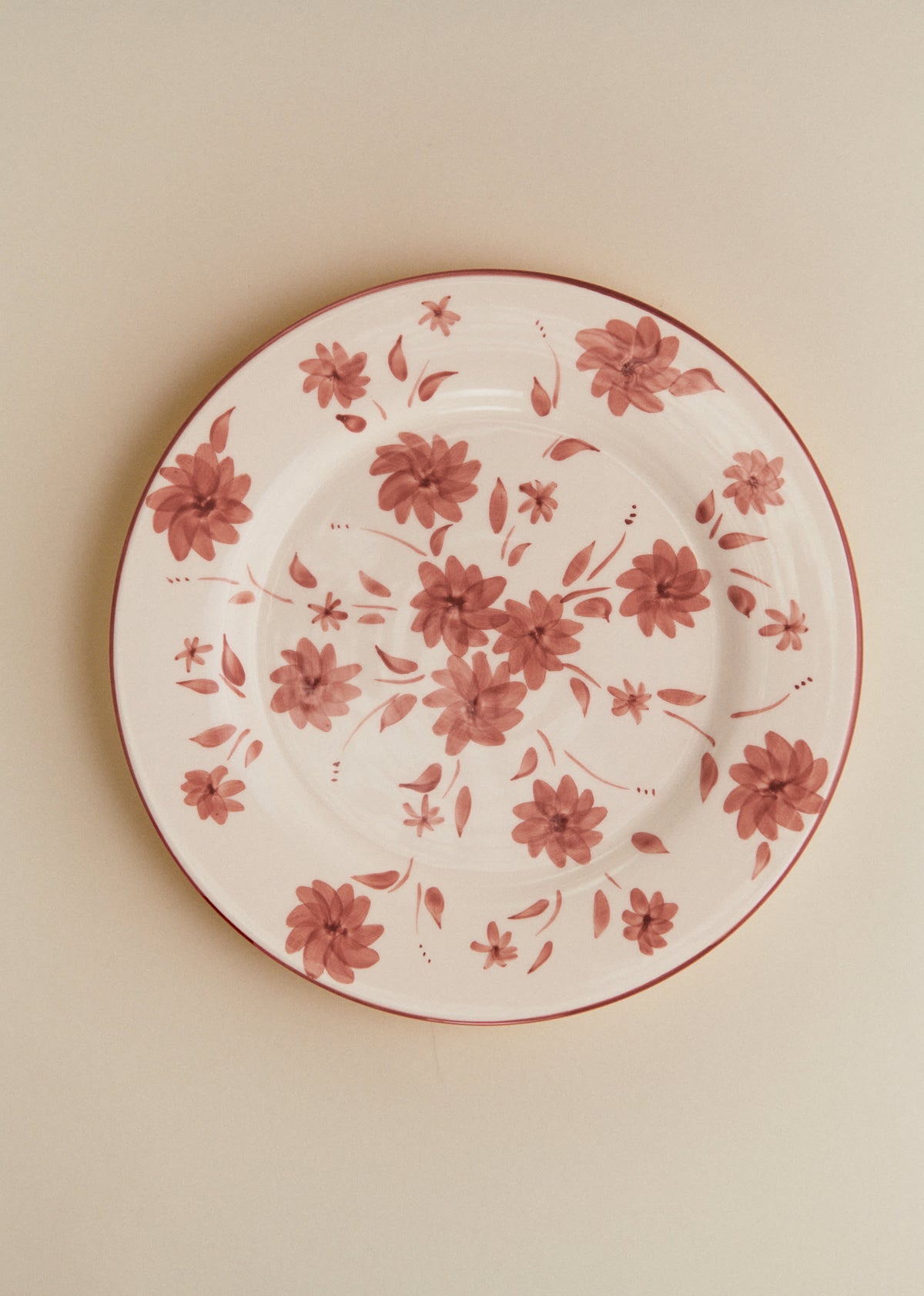 Set de 4 assiettes plates - Fleurs de Jardin - Terre de sienne
