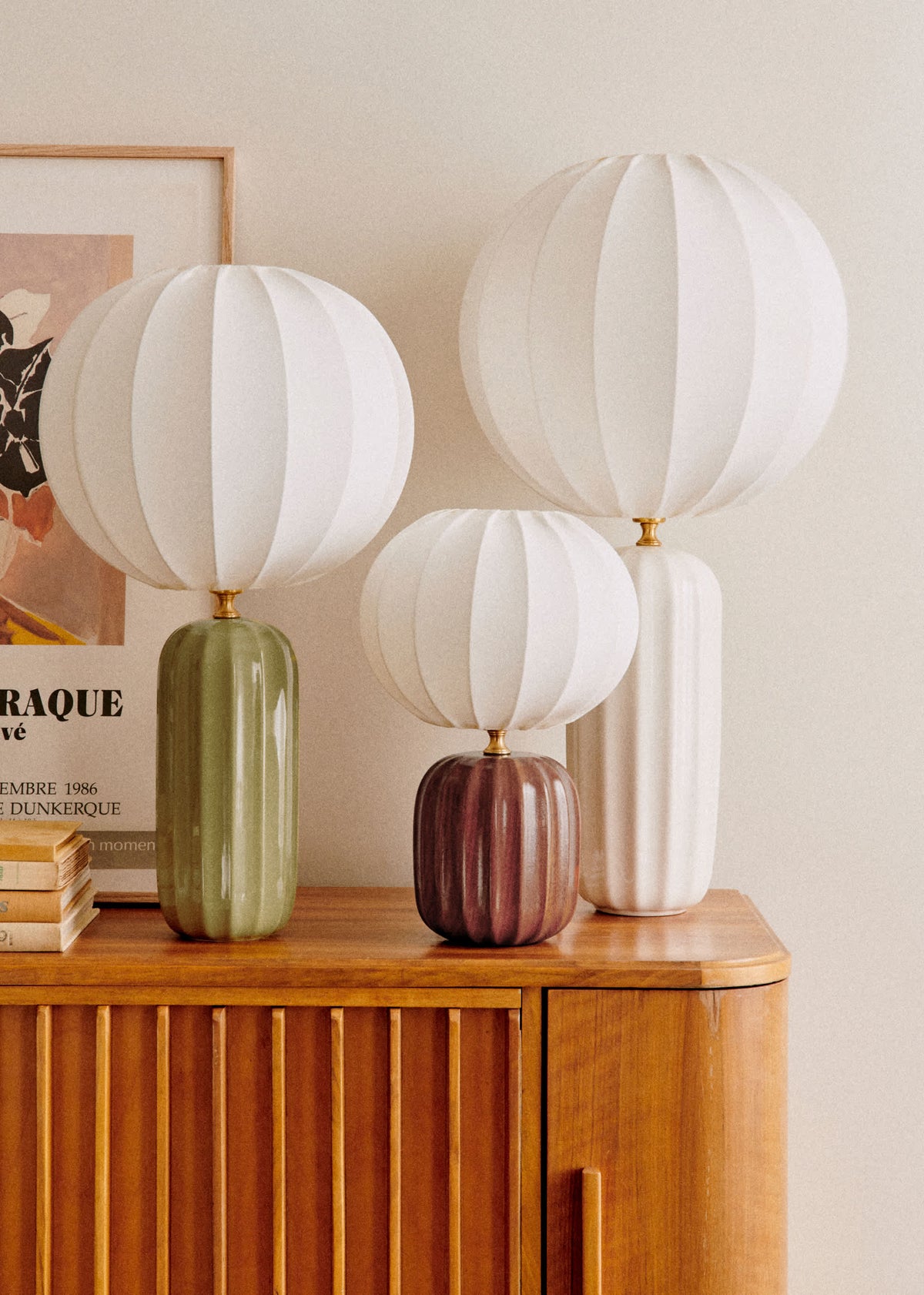 Lampe Traviata petit modèle - Acajou - Abat-jour Sonate - Écru