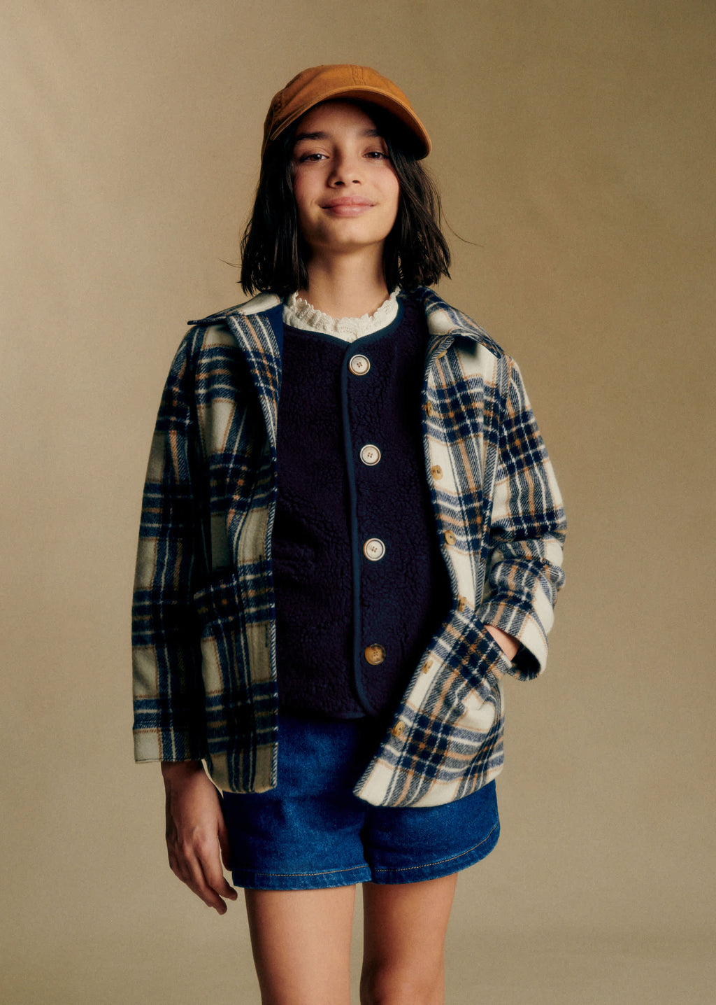 Veste Willy - Carreaux Ecru / Marine