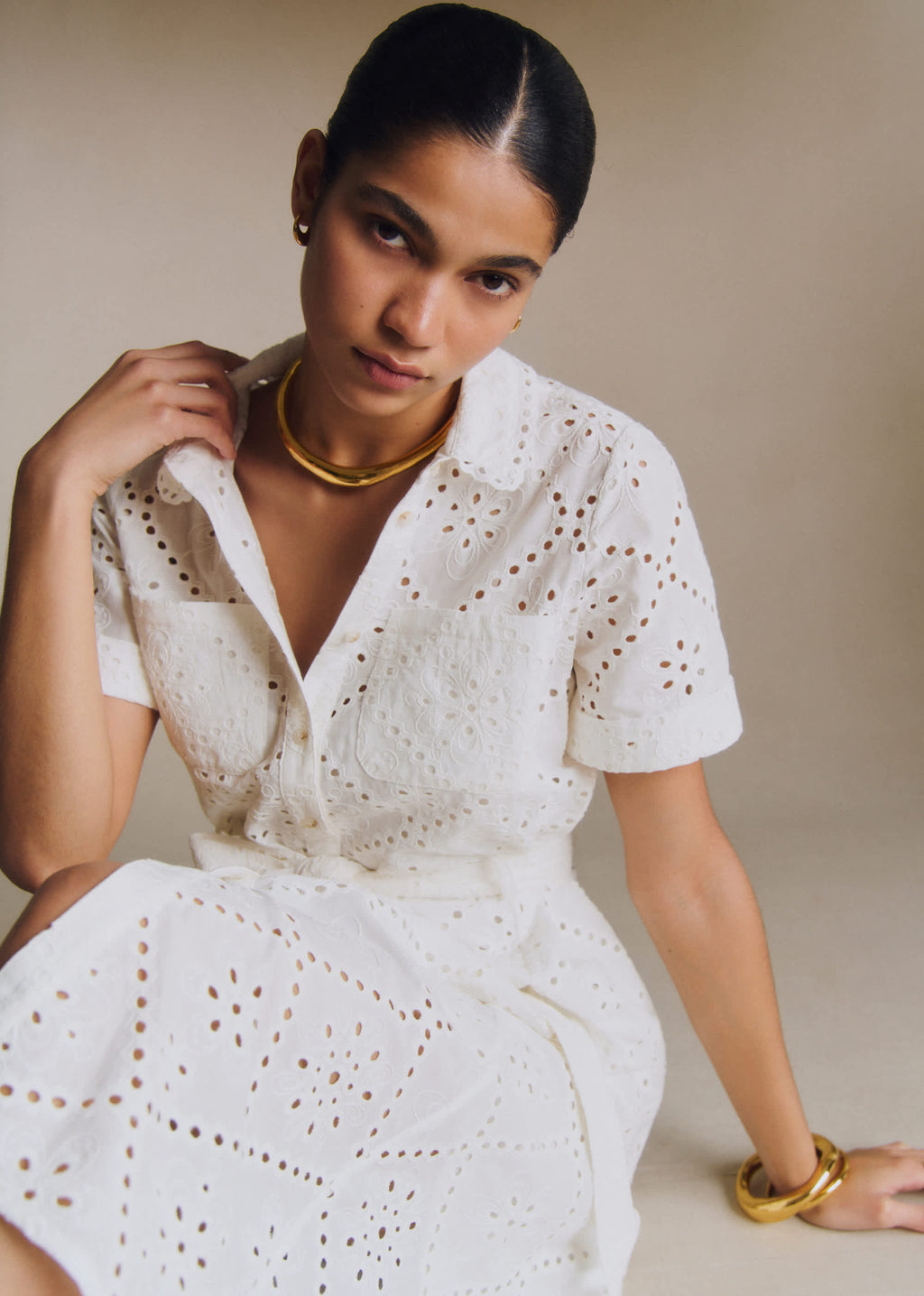 Robe Adèle - Broderie Unie Volute Écru