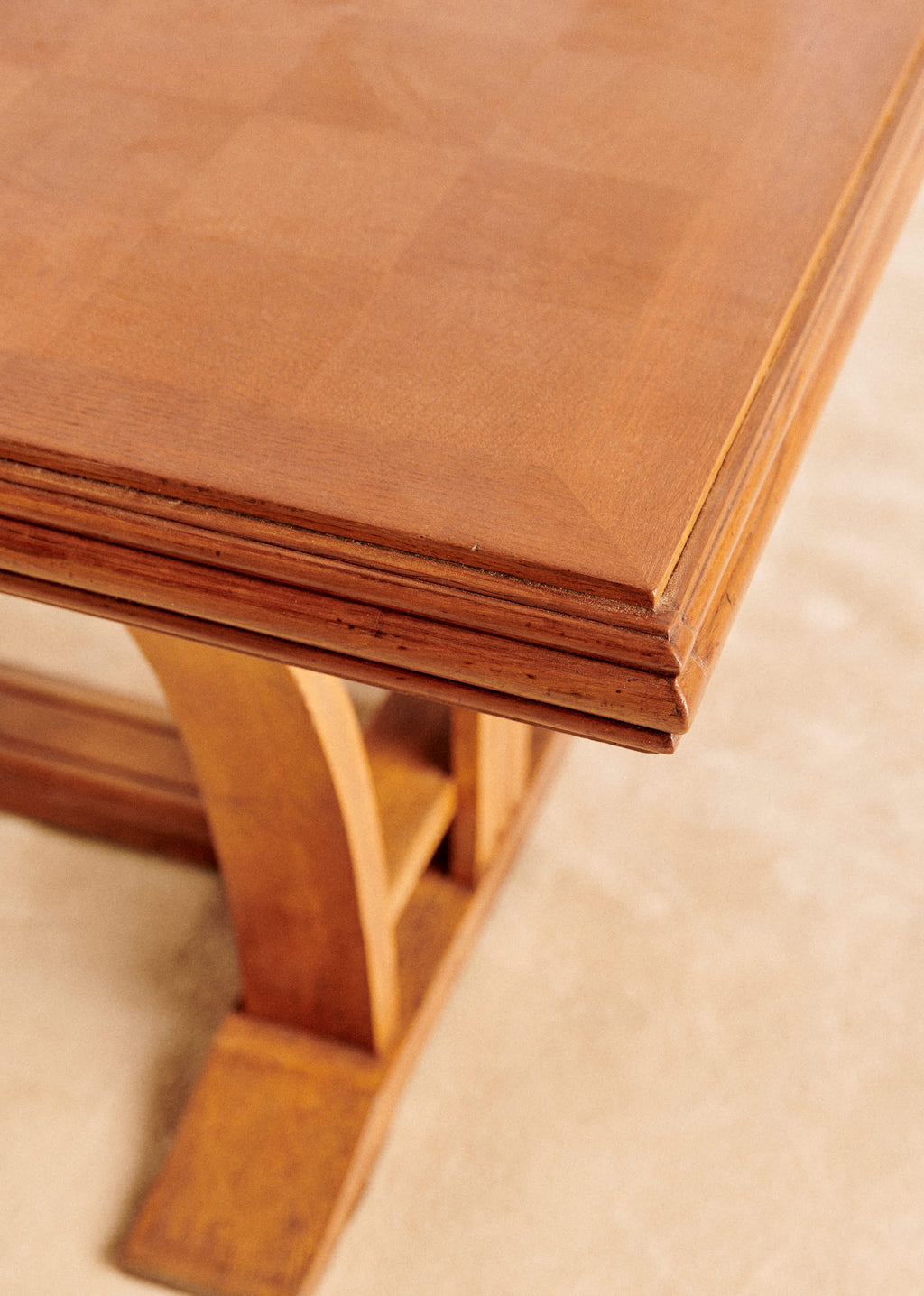 Table à manger avec plateau damier marqueterie vintage - Chêne