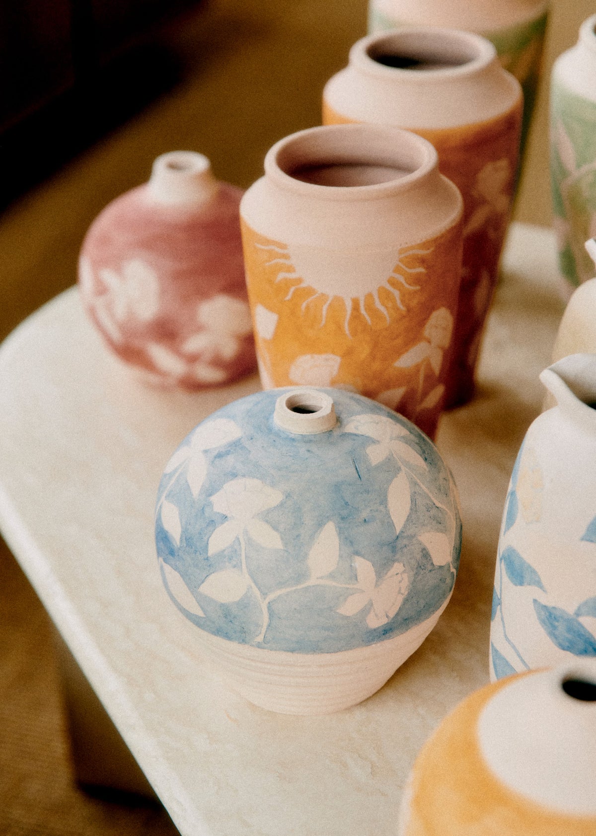 Poterie décorée petit modèle - Maia Bunge - Jardin secret bleu