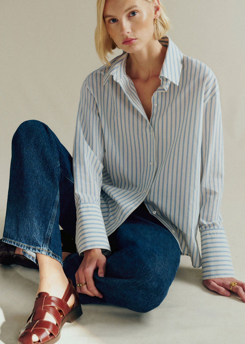 Chemise Marilis - Rayures Ecru Bleu