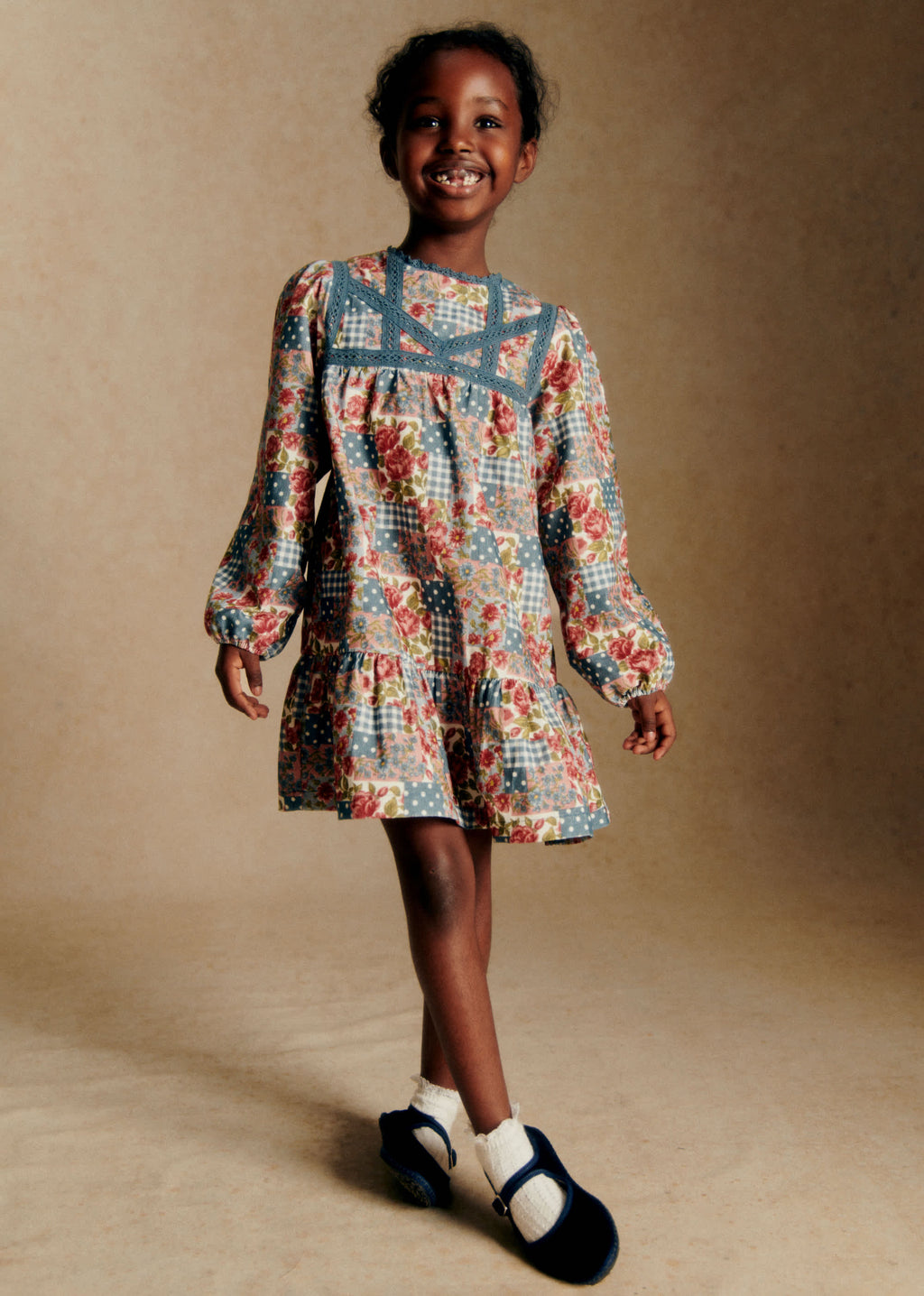 Robe Loren - Patchwork Roses et Pois