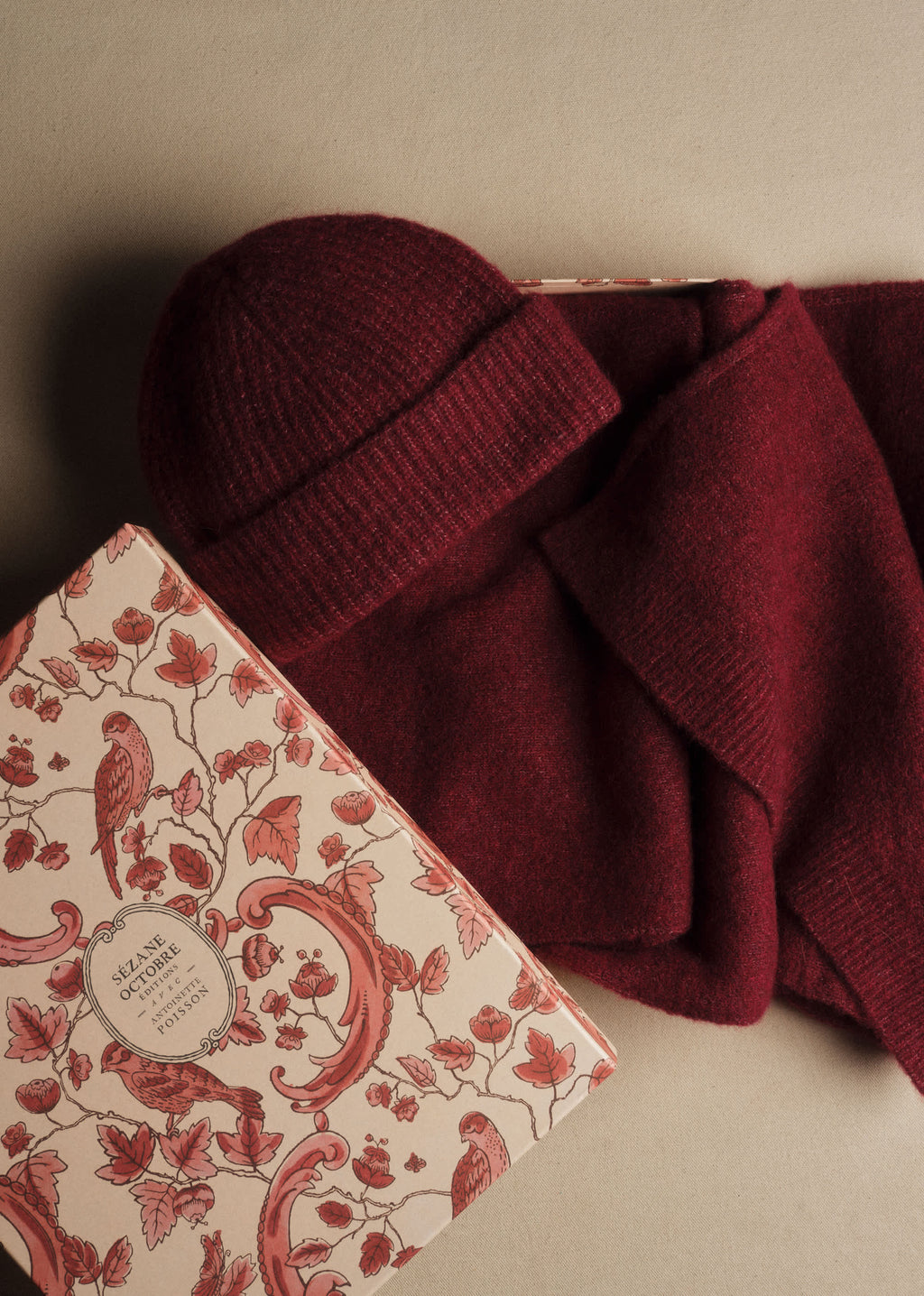 Coffret Bonnet et Echarpe - Grenat