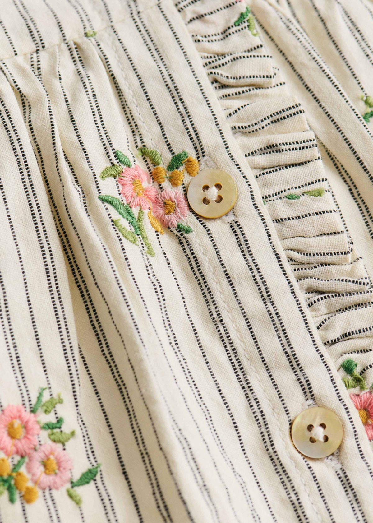 Robe Romy - Rayures Broderies Fleurs