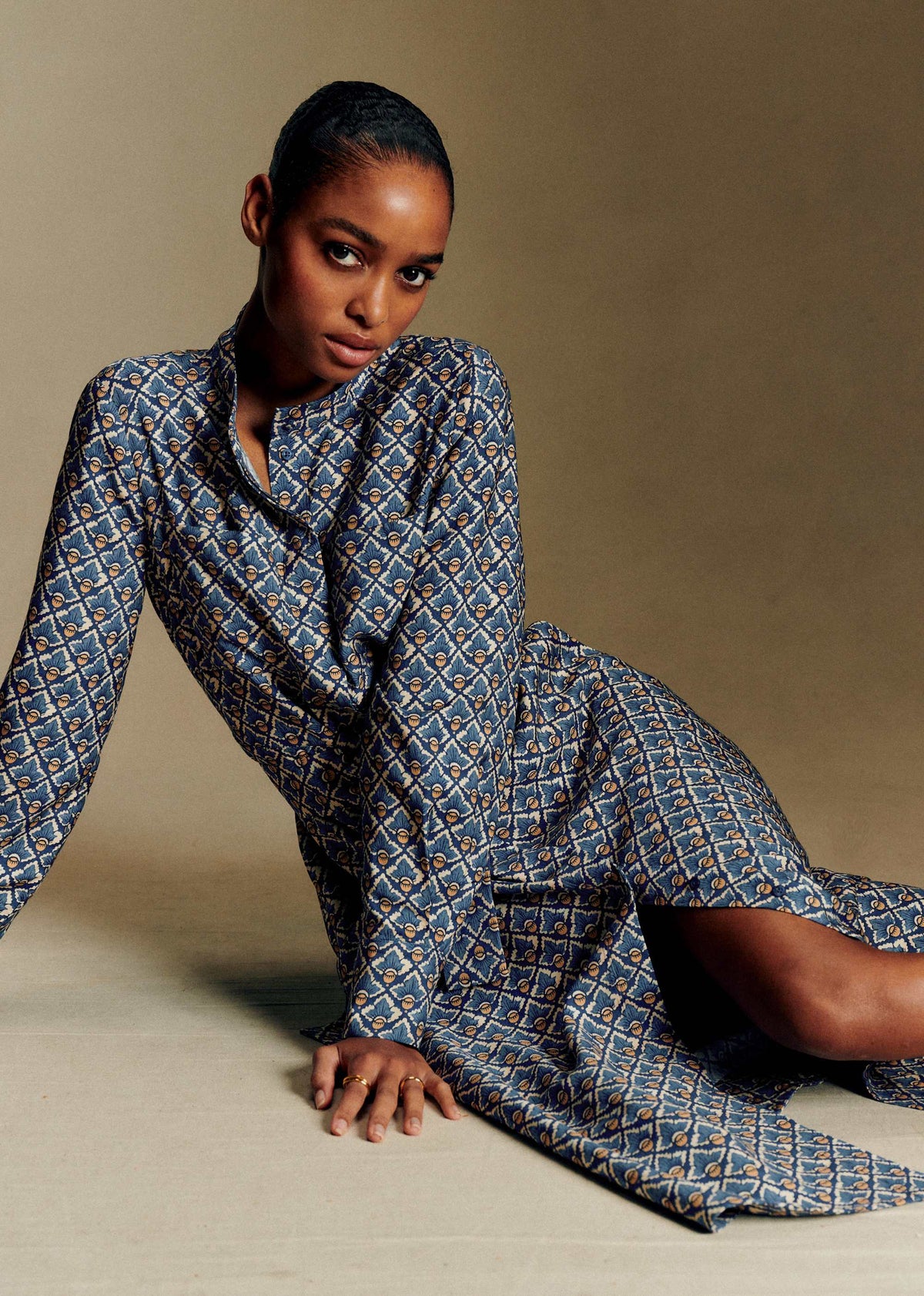 Robe Vera - Sézane x Antoinette Poisson - Bleu Imprimé Noisettes