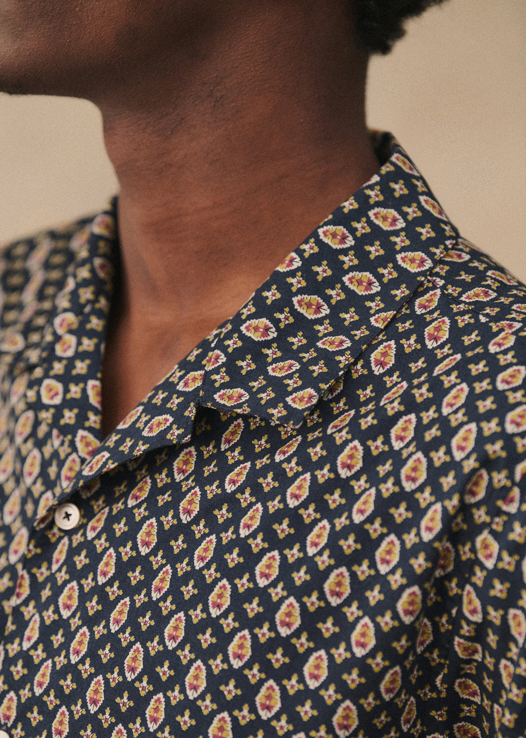 Chemise Holt - Marine Motif Ocre