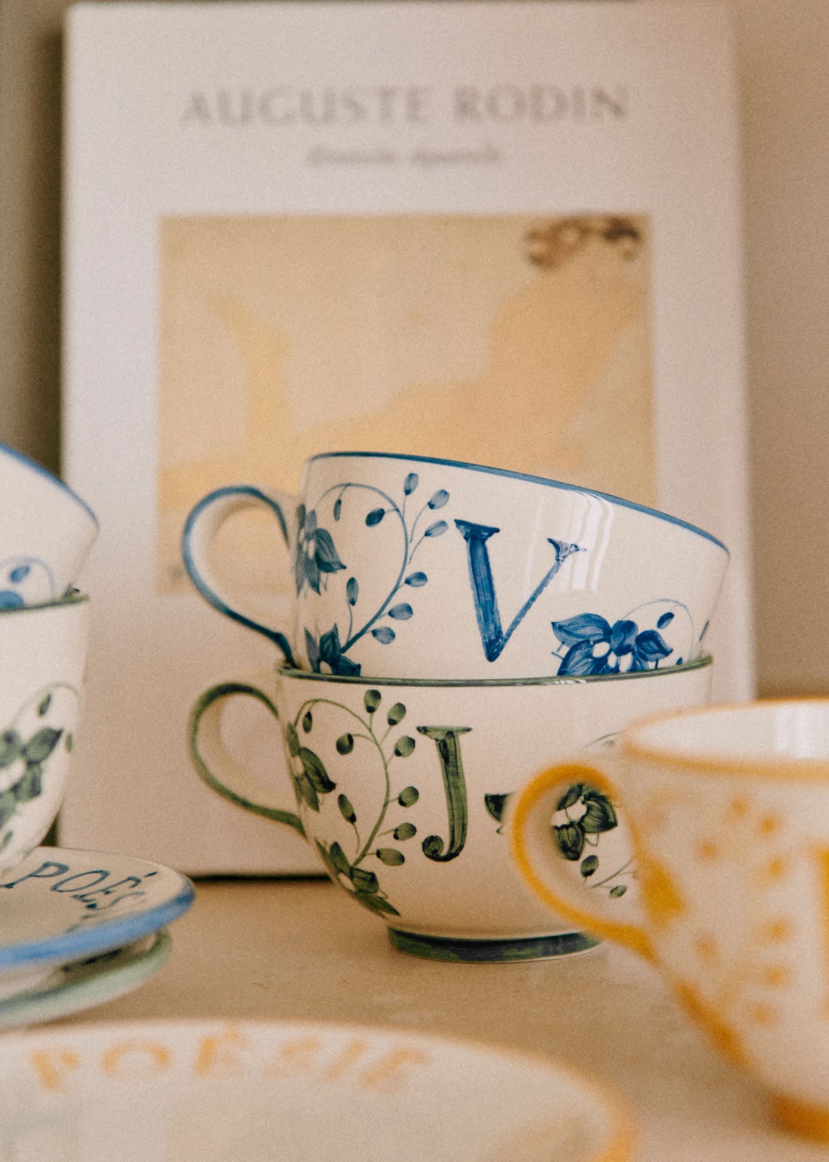 Tasse Poème - Bleu orage - Lettre V