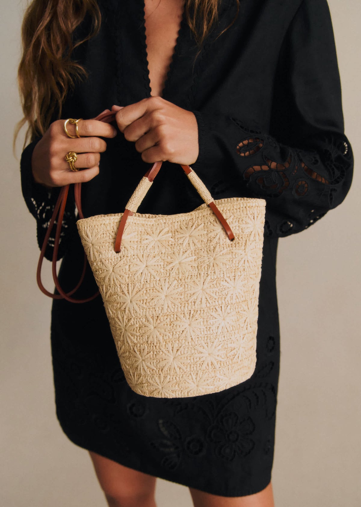 Panier Rosie - Raphia Naturel Broderie