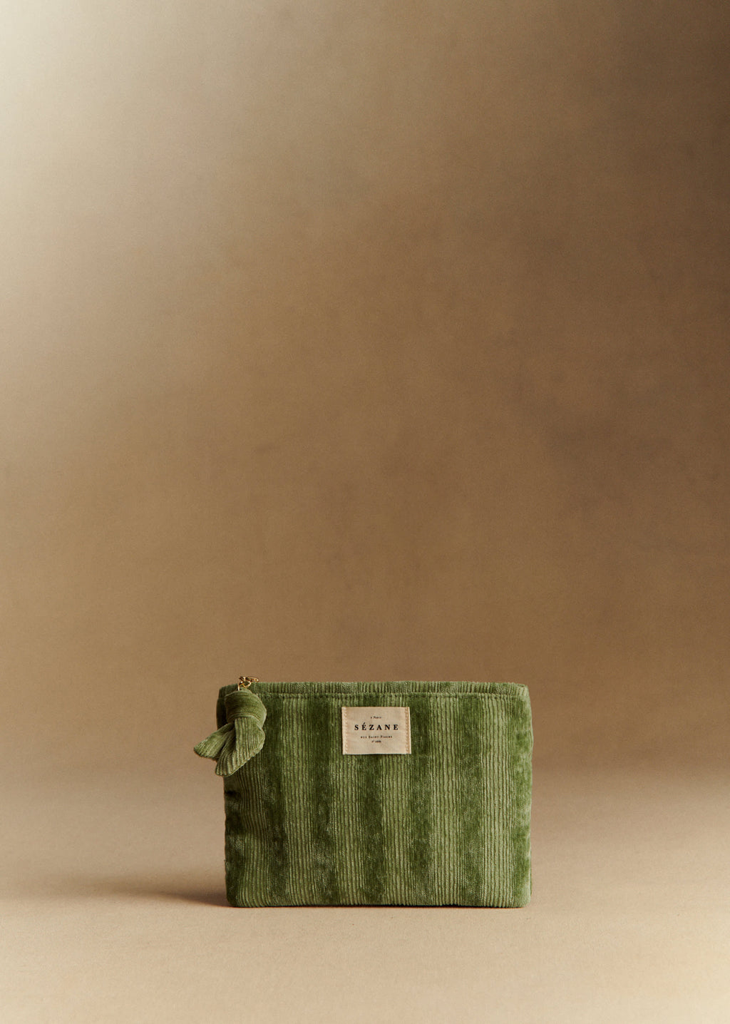 Pochette plate velours milleraie - Sauge