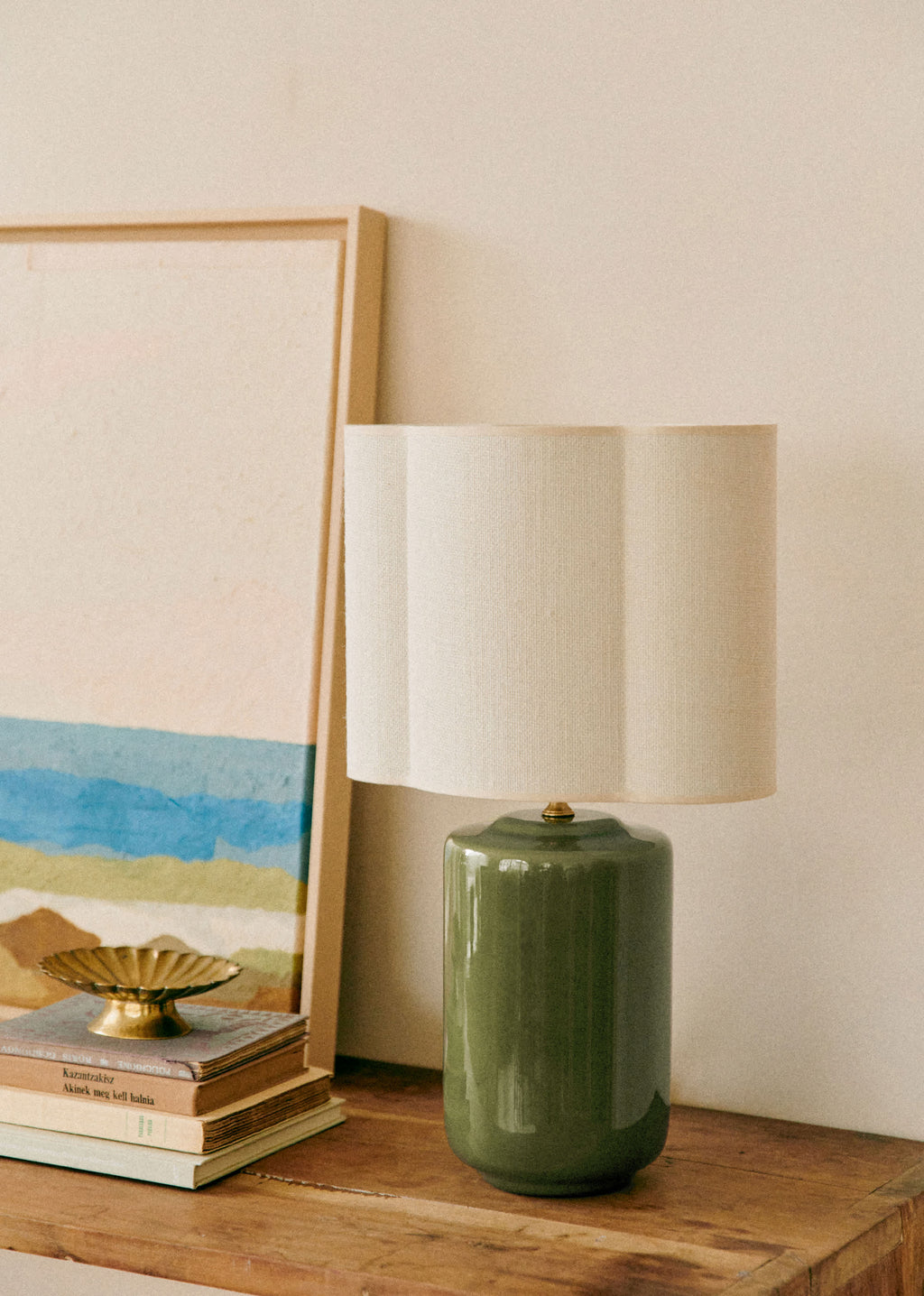 Lampe Mezzo - Sauge - Abat-jour Boléro - Jute Écru