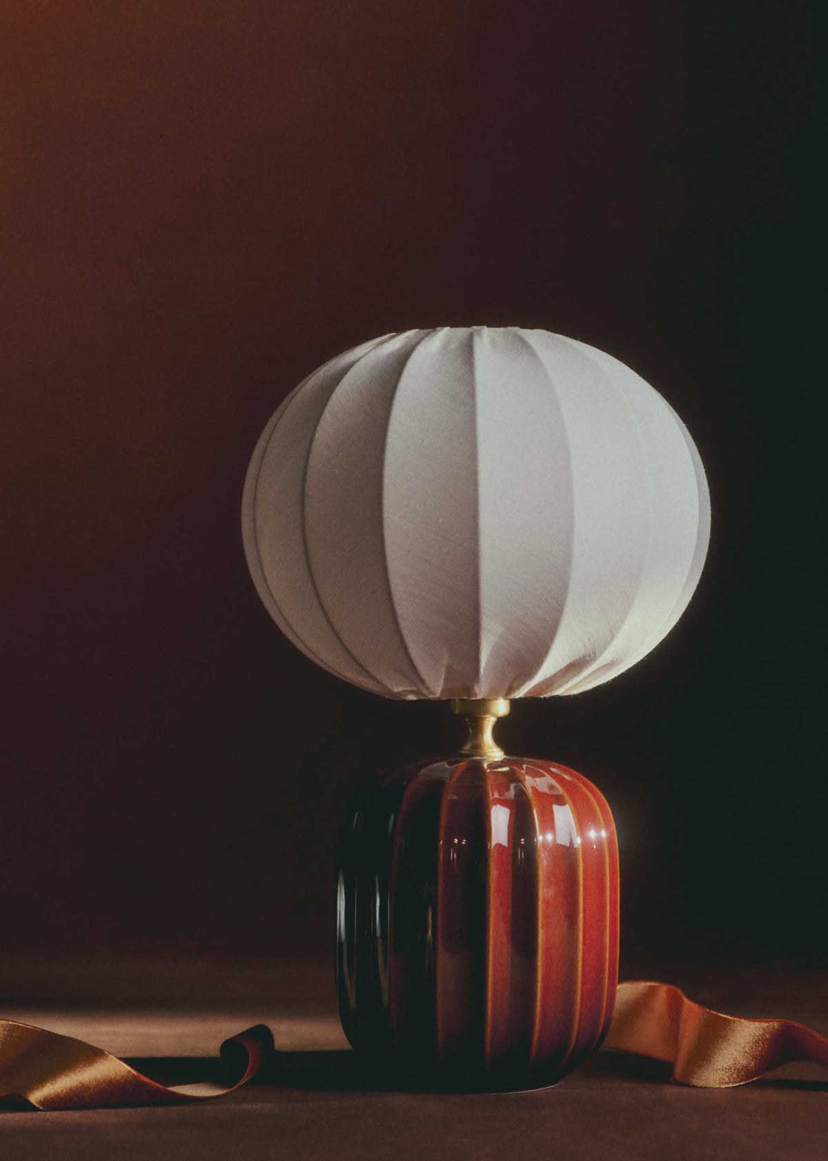 Lampe Traviata petit modèle - Moka - Abat-jour Sonate - Écru