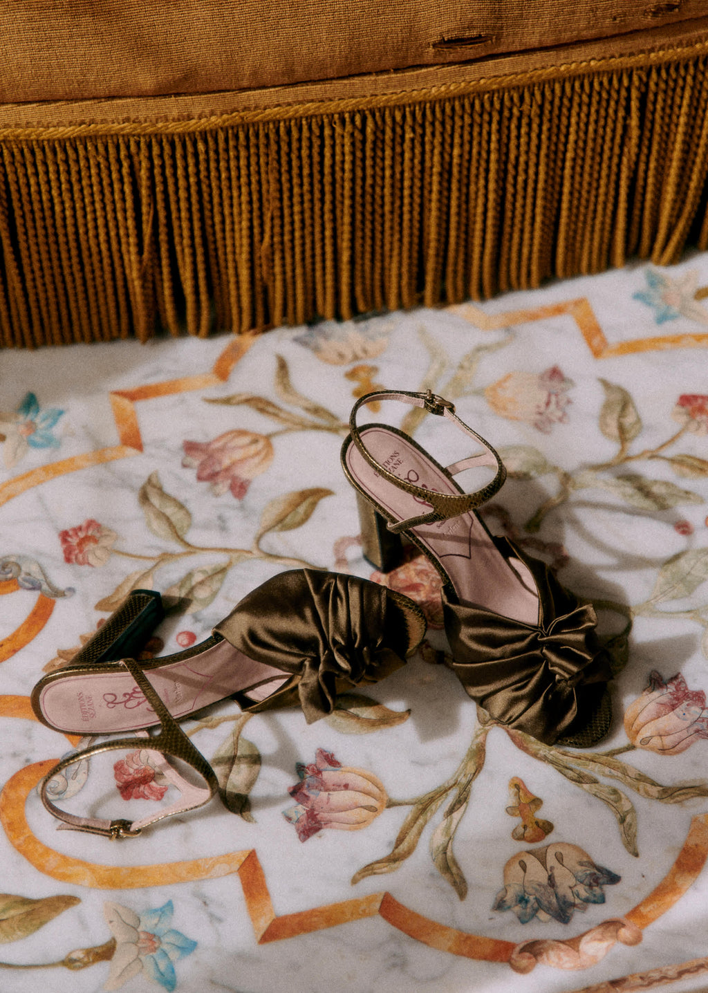 Sandales Marlene - CFM Souliers x Editions Sézane - Mini serpent et satin bronze