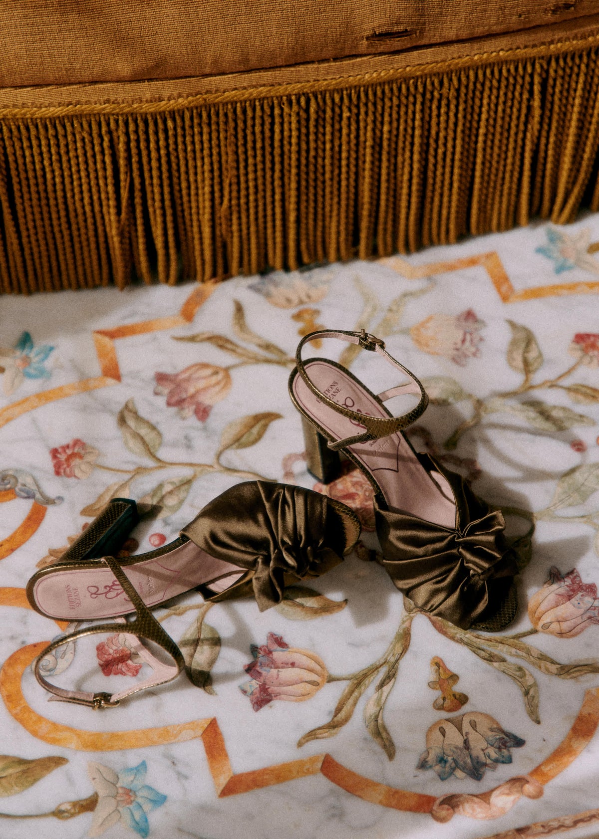 Sandales Marlene - CFM Souliers x Editions Sézane - Mini serpent et satin bronze