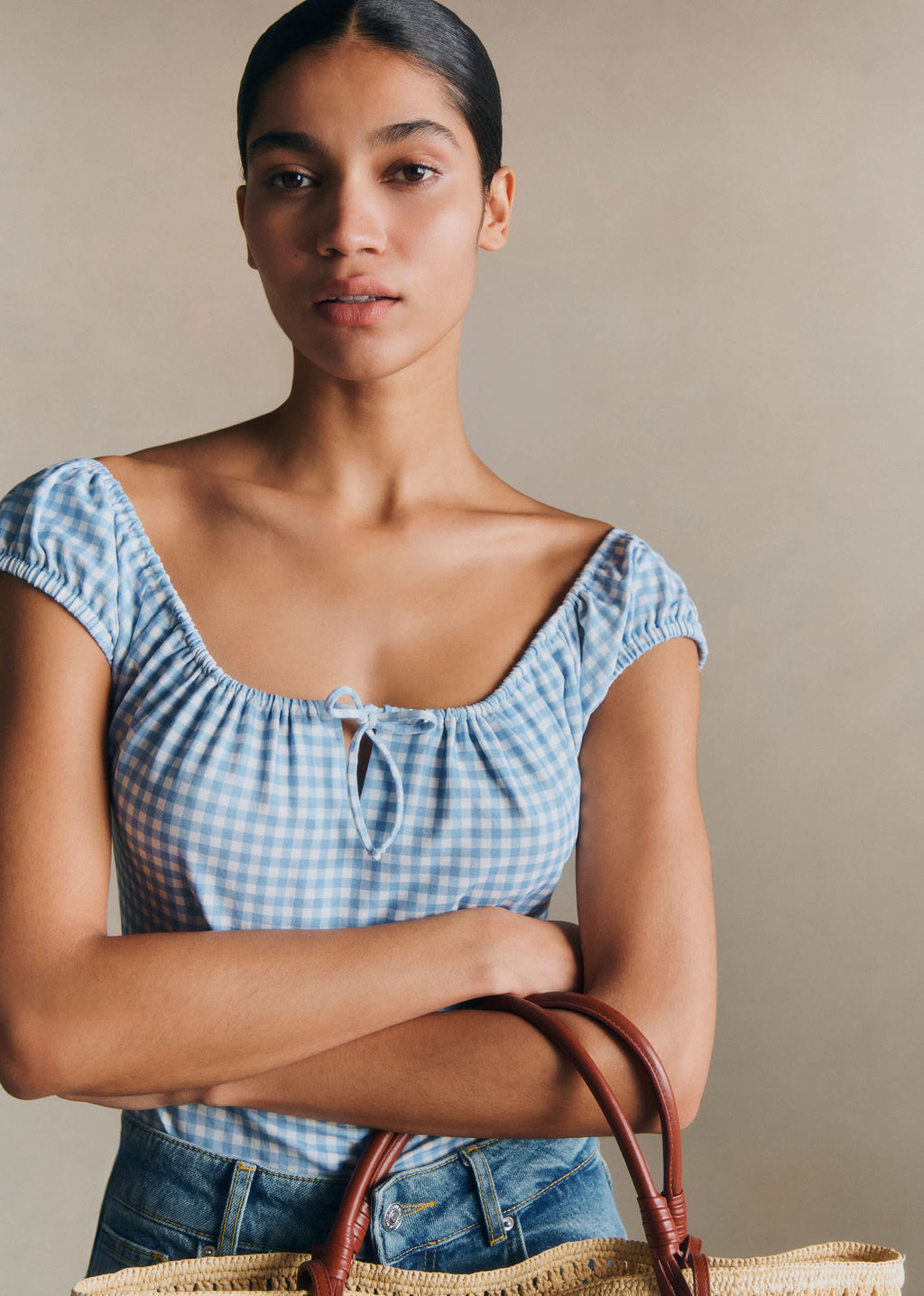 T-Shirt Willow - Imprimé Vichy Ecru Bleu